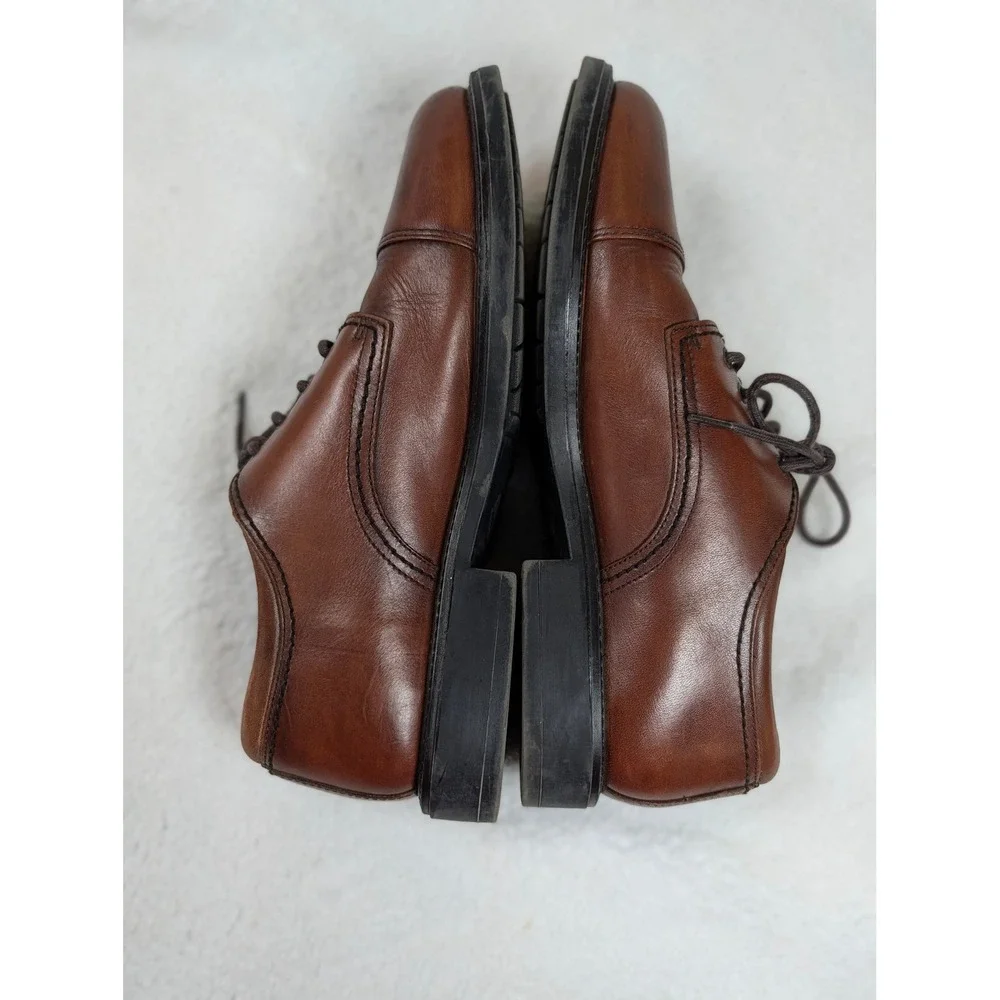Dockers Mens Brown Leather Cap Toe Oxford Dress Shoes Lace Up Professional 10M
